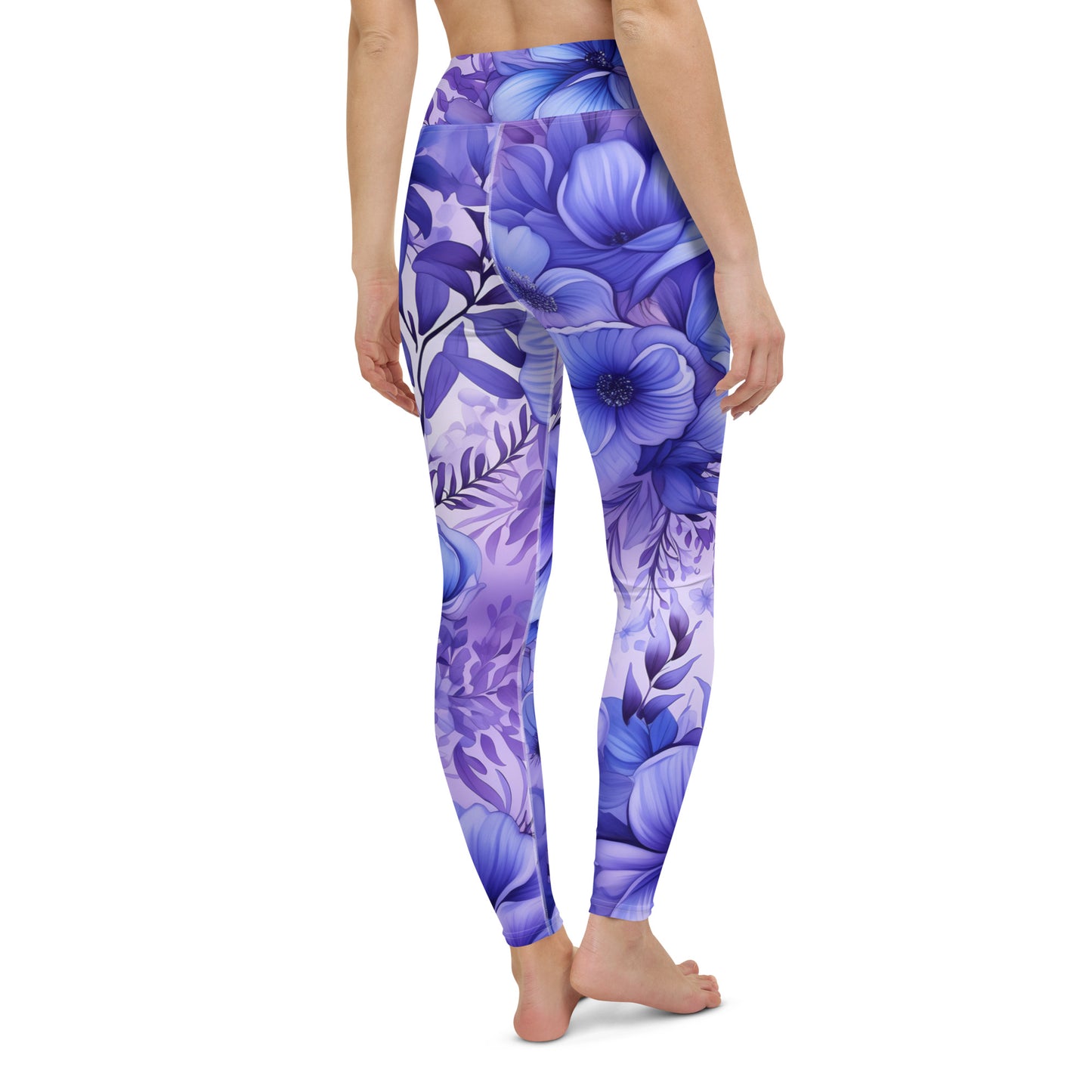 Enchanting High Waist Purple Floral Yoga Leggings