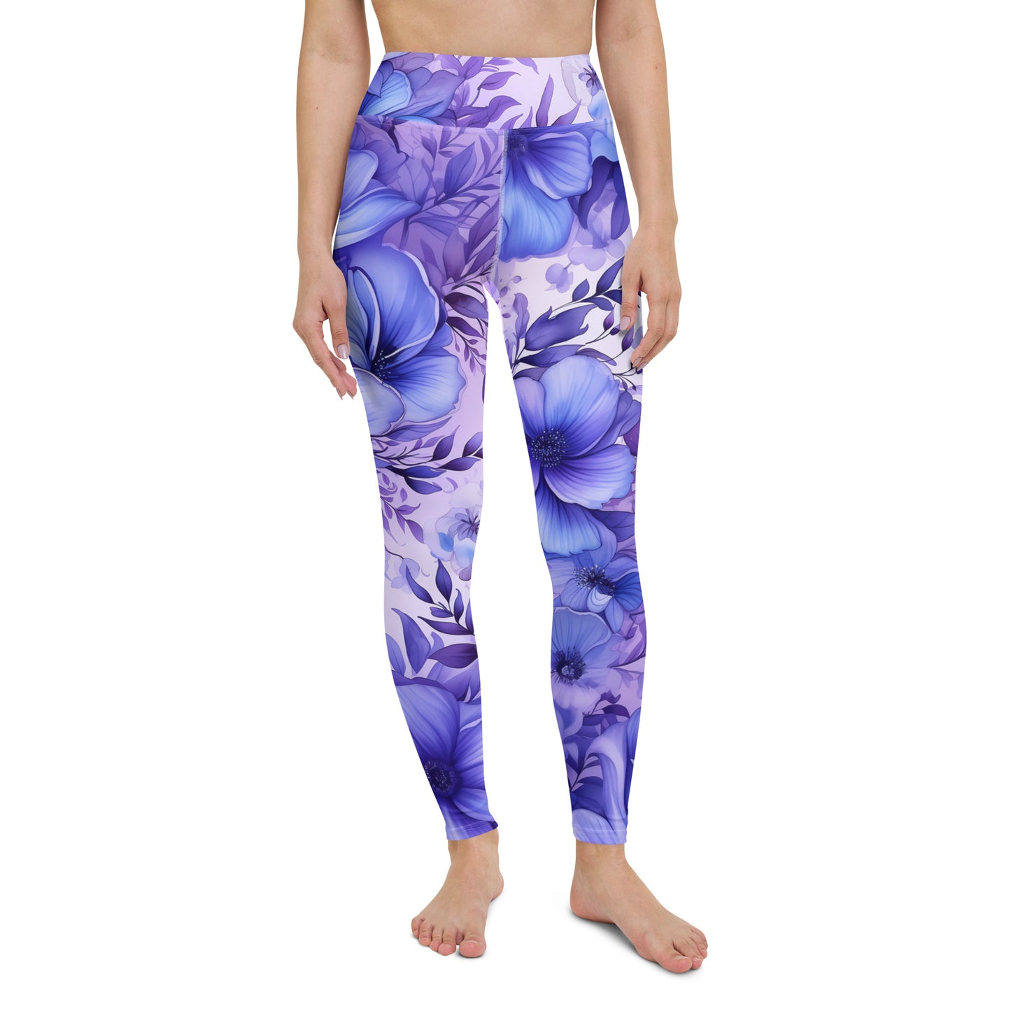 Enchanting High Waist Purple Floral Yoga Leggings