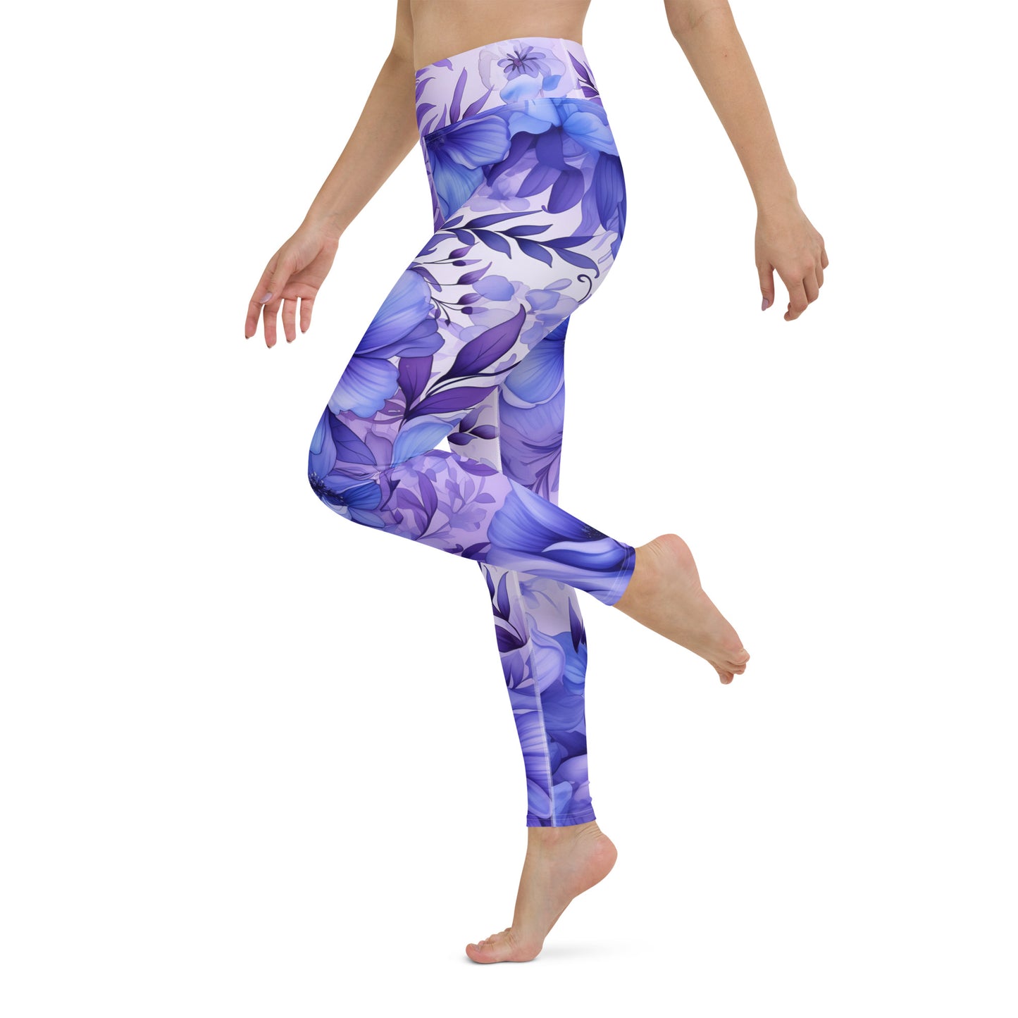 Enchanting High Waist Purple Floral Yoga Leggings