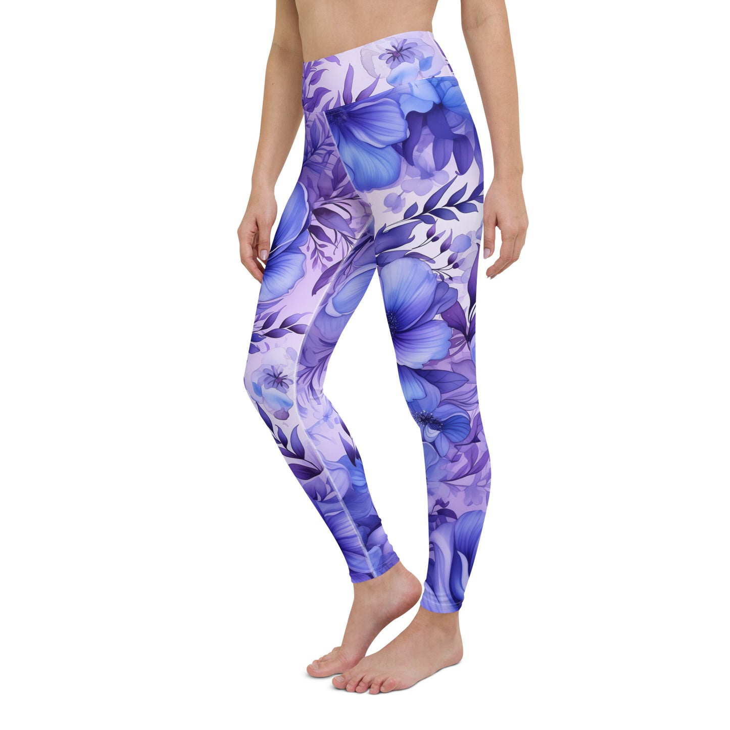 Enchanting High Waist Purple Floral Yoga Leggings