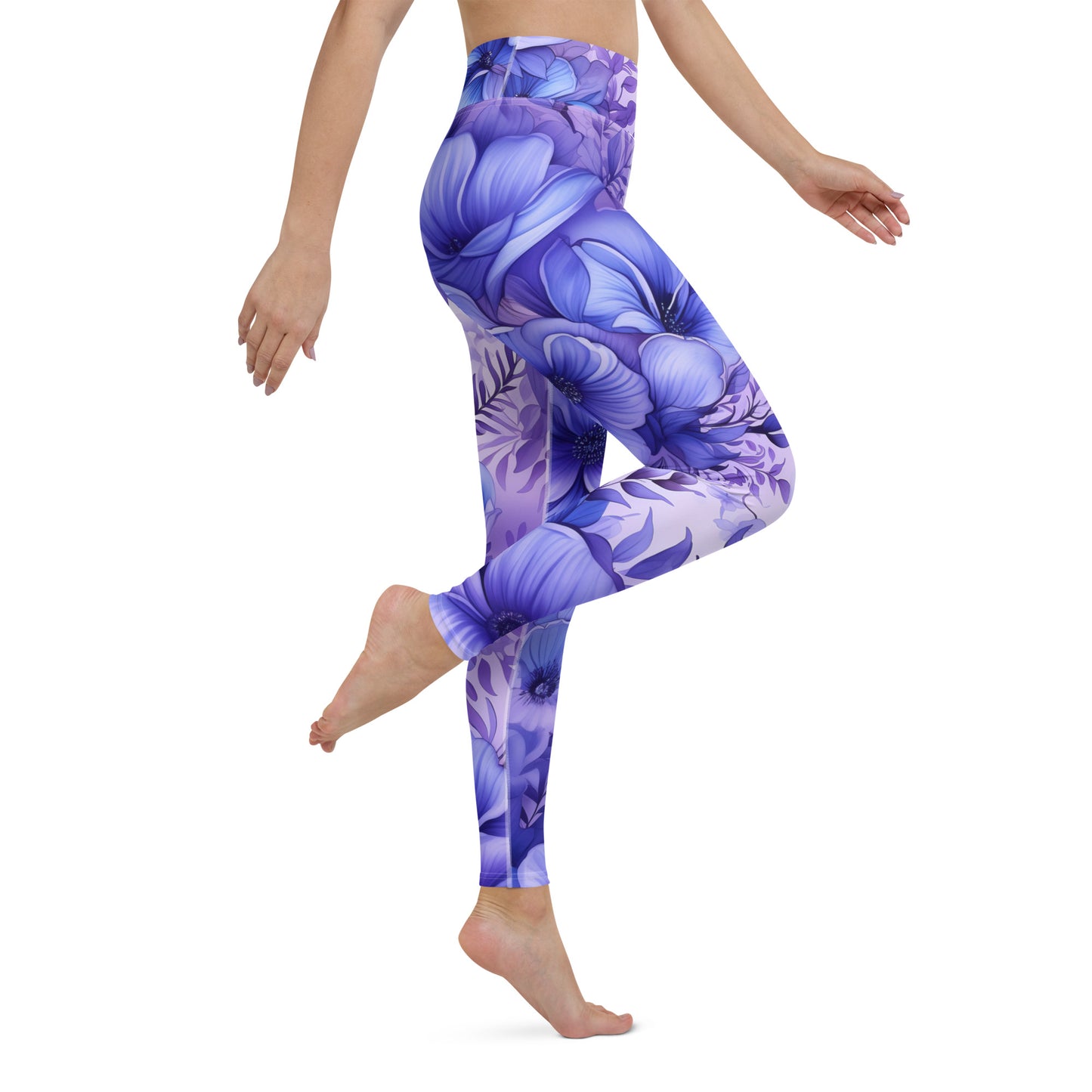 Enchanting High Waist Purple Floral Yoga Leggings