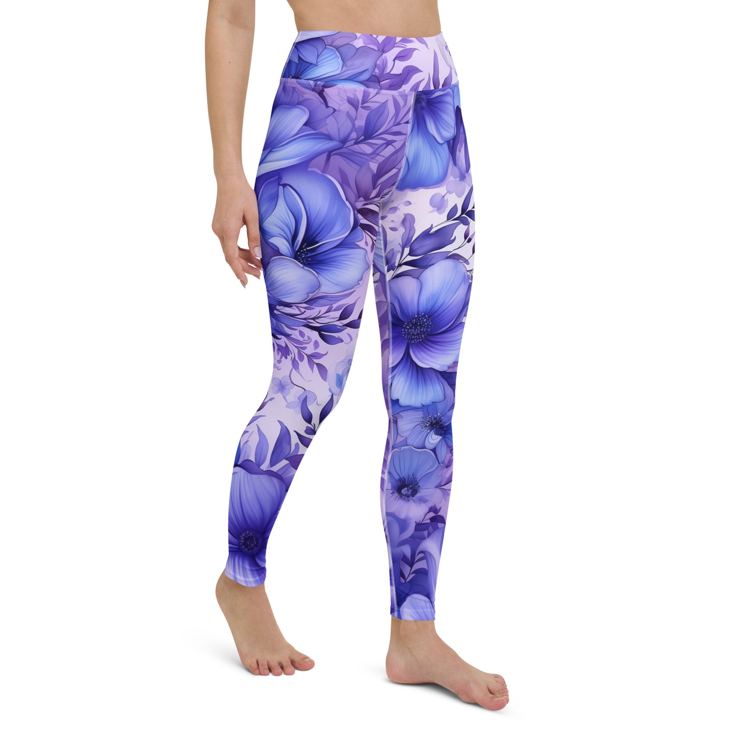 Enchanting High Waist Purple Floral Yoga Leggings